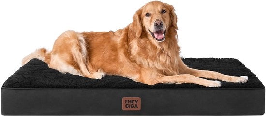Letto per cani ortopedico per cani grandi XL 104x68x9cm, lavabile, cuscino per cani morbido, guanciale per cani, guanciale per cani per la panchina, nero