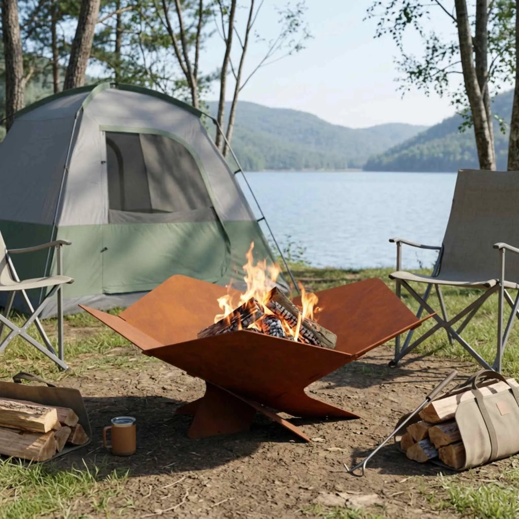 Focolare Ruggine 53 x 53 x 18,5 cm Acciaio Corten 8012605