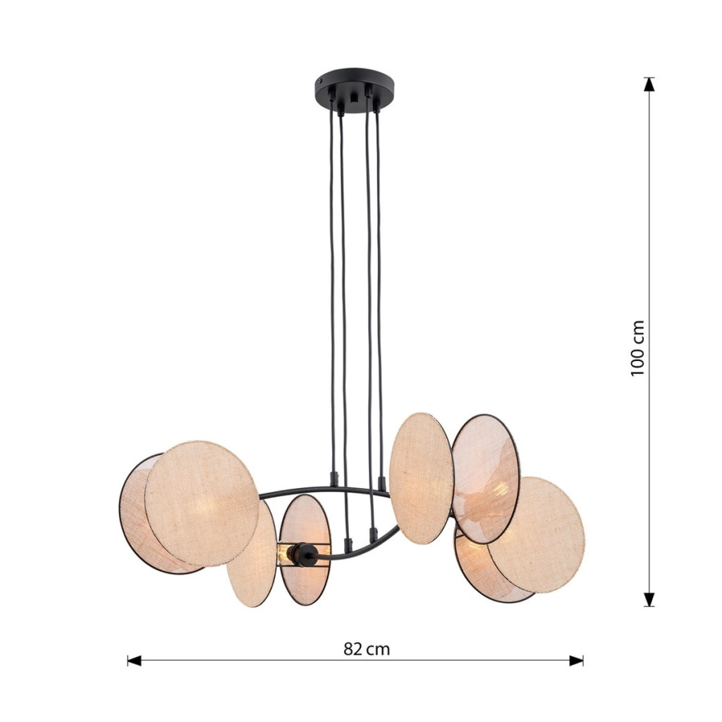 Lampada a sospensione MOTIF in acciaio nero e tessuto beige