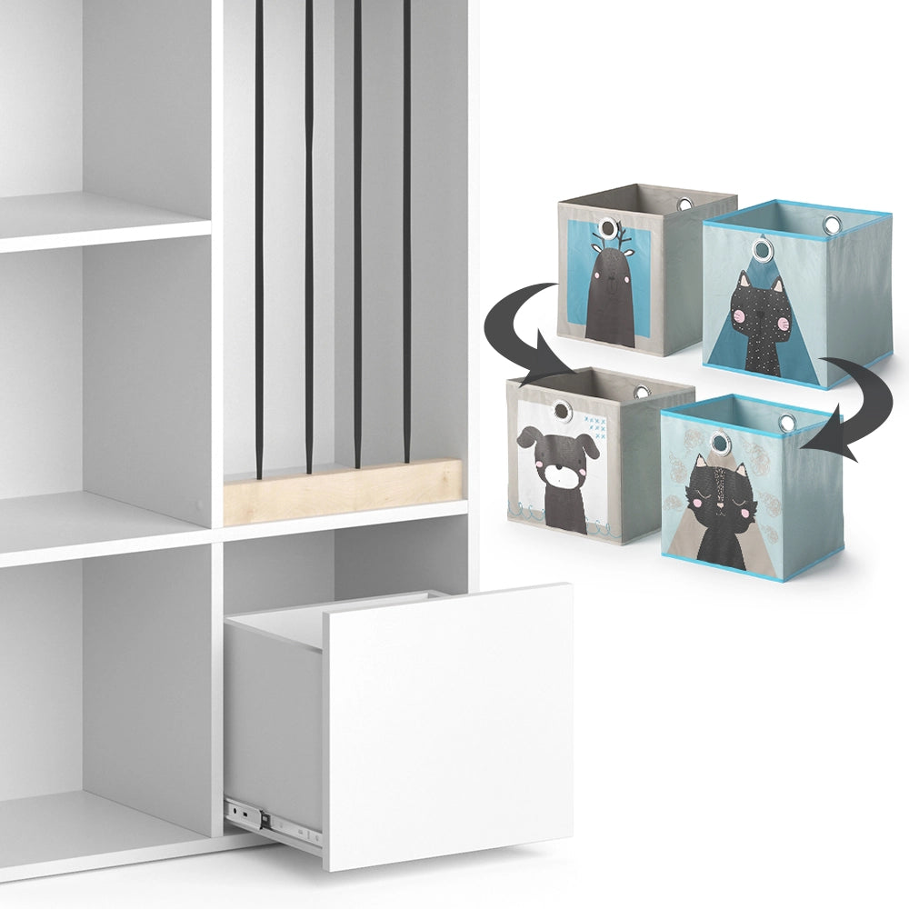 Vicco Libreria bambini Bianco 29.2 x 107.8 cm con 2 scatole pieghevoli opt.4