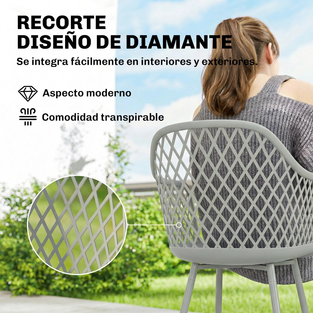 Sedia da giardino ¨C zephmum ¨C 4 pezzi in polyrattan e metallo grigio
