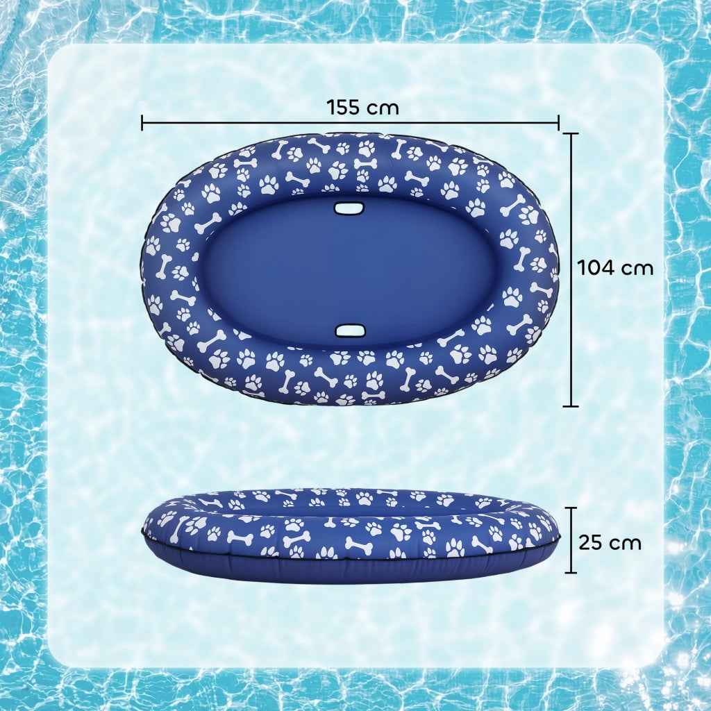 Galleggiante per Cani Gonfiabile 155x104x25 cm Pieghevole per Cani fino a 40 kg in PVC Blu