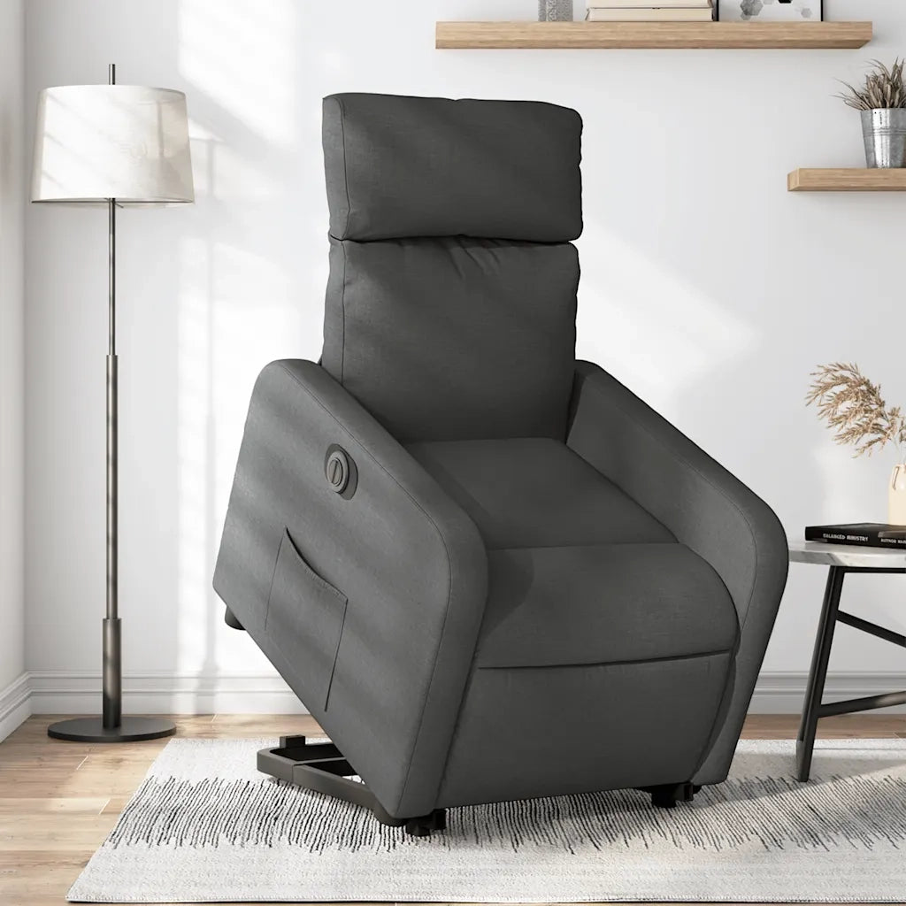 Poltrona | Sedia Relax Alzapersona Reclinabile Elettrica Grigio Scuro Tessuto