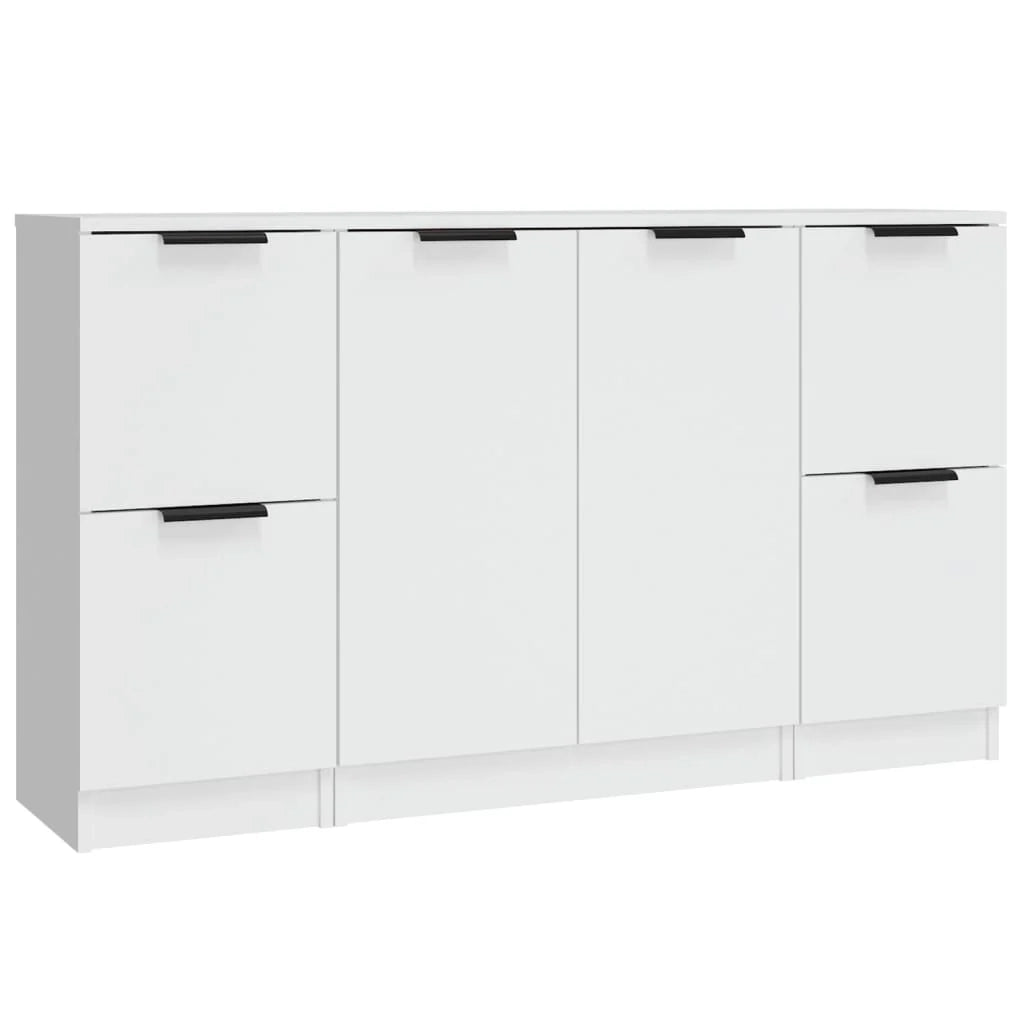 Buffet credenza cassettiera armadio mobile contenitore organizer per cucina soggiorno salotti 3 pezzi legno ingegnerizzato bianco 02_0037019