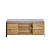 Scarpiera Con 4 Cassetti Panca Con Vano Portaoggetti Panca Ingresso Scarpiera Con Sedile Nero E Naturale 110x35x45cm FSR149-N SoBuy
