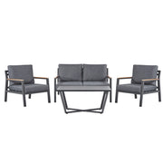 Set Divani Per Esterni Con Struttura In Alluminio Grigio Scuro Divani Poltrone Con Cuscini In Poliestere Tavolino Design Moderno