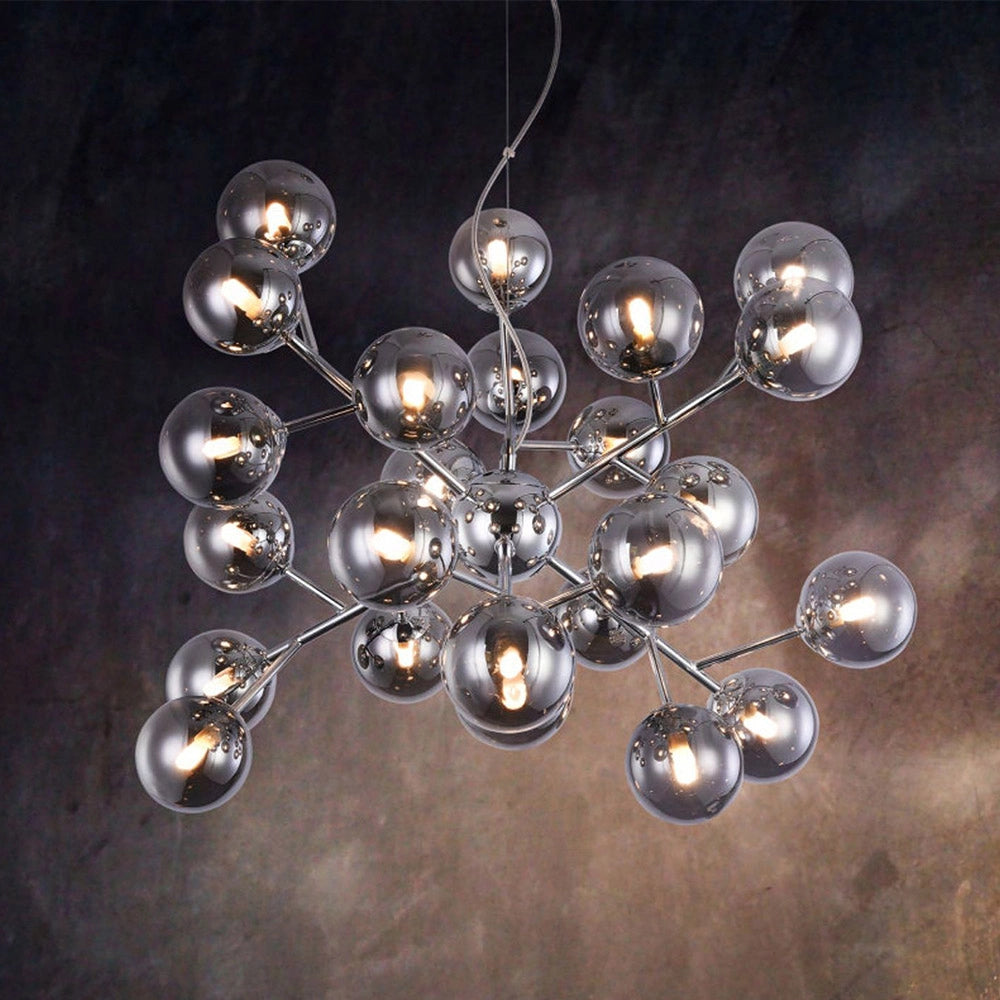 Maytoni Lampadario contemporaneo Dallas 24 luci G9 cromo metallo vetro soffiato fumè
