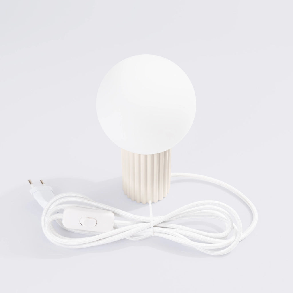 Lampada da tavolo SFERA Pure Lume beige rigata G9 vetro