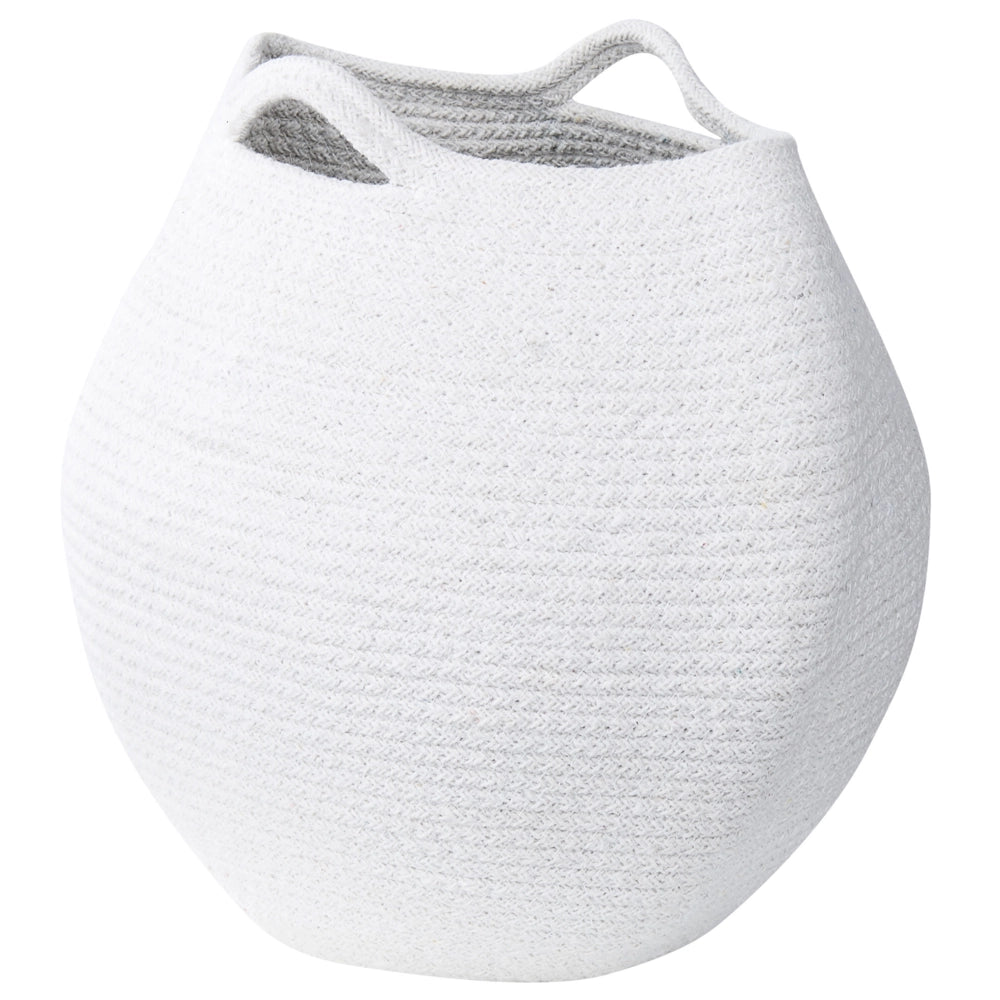 Set di 2 cesti portaoggetti in cotone bianco 20 x 30 cm Portabiancheria Contenitori intrecciati a mano