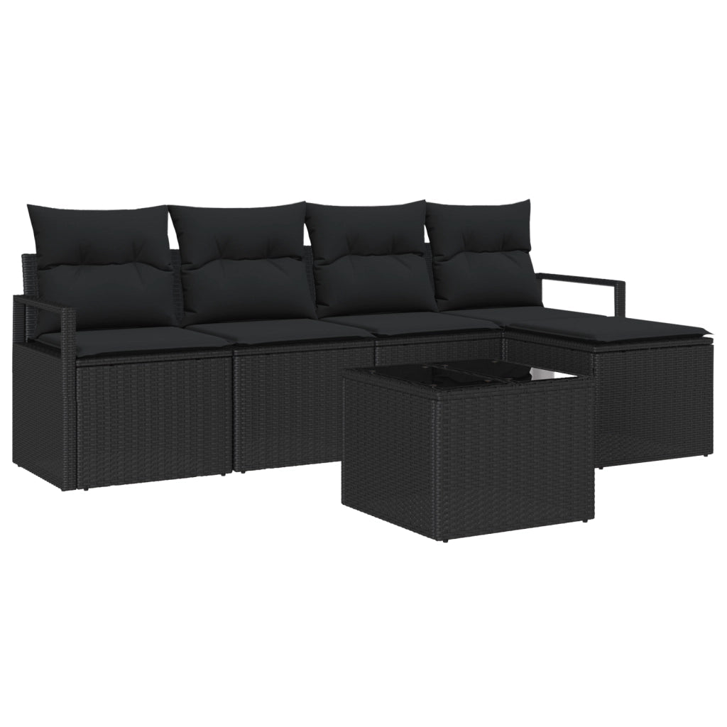 Set di divani da giardino  6 pezzi con cuscini beige polyrattan