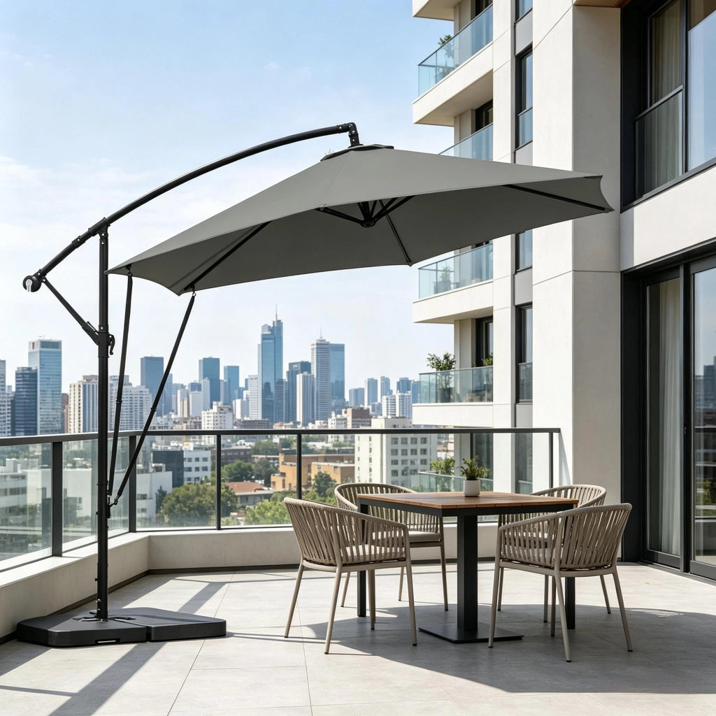 OMBRELLONE decentrato inclinabile 310x310 cm Metallo Poliestere grigio scuro