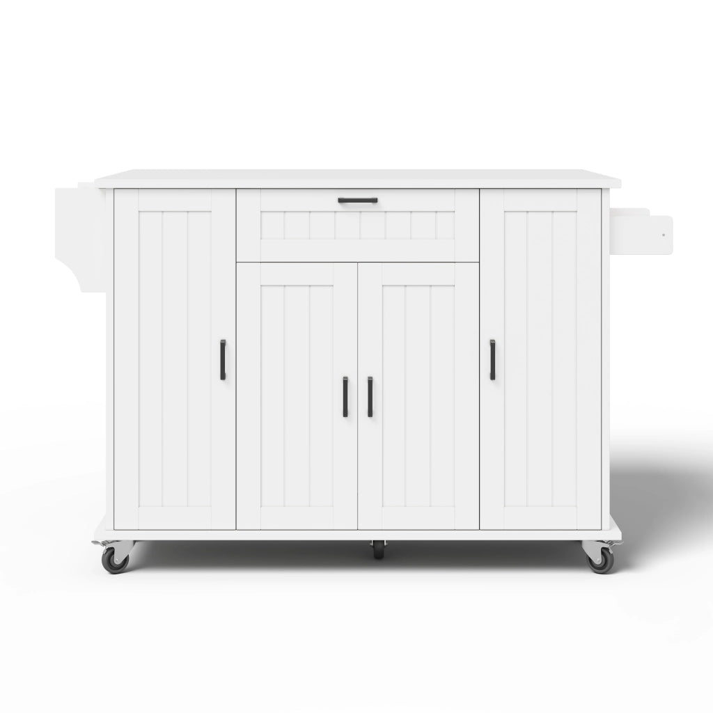 Isola cucina con piano ribaltabile - Zephmum - 120¡Á45(70)¡Á95 - Bianco - Carrello, 4 ante, cassetto, porta spezie