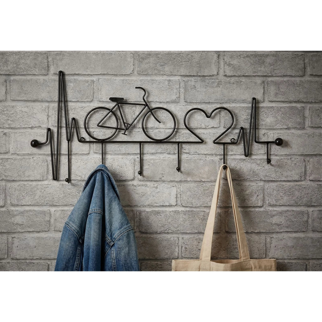 Appendiabiti da muro design Bicicletta in metallo nero