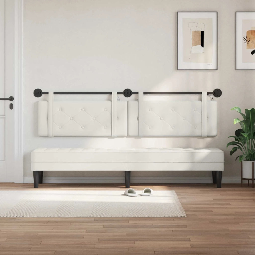 Testiera sospesa Con luce LED Bianco Similpelle