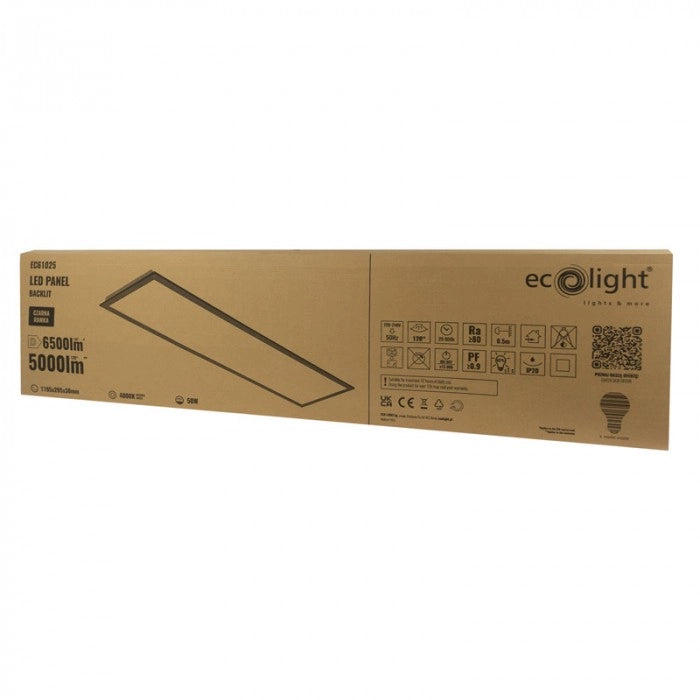 Pannello LED Ecolight 50W 4000K nero 119,5x29,5 cm
