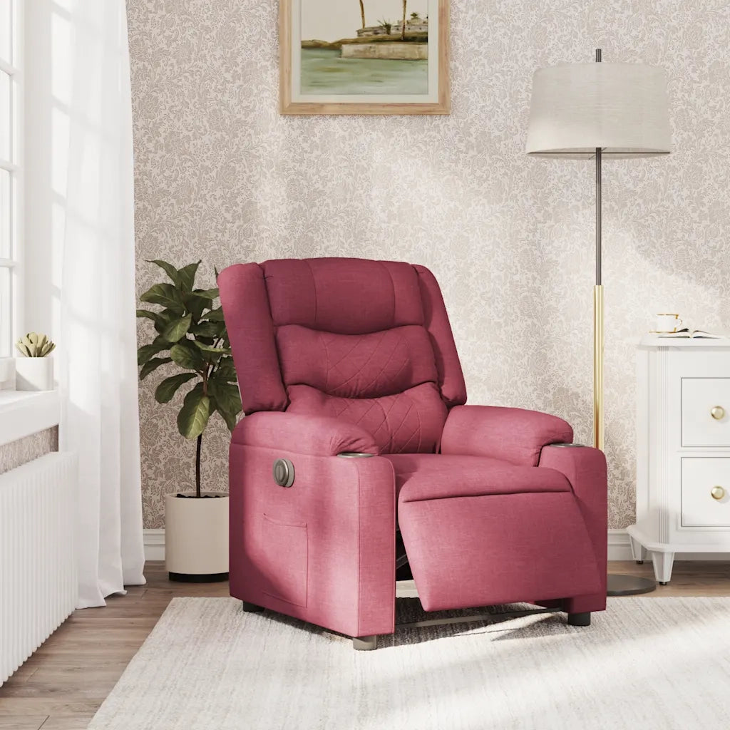 vidaXL Poltrona Elettrica Reclinabile Rosso Vino in Tessuto