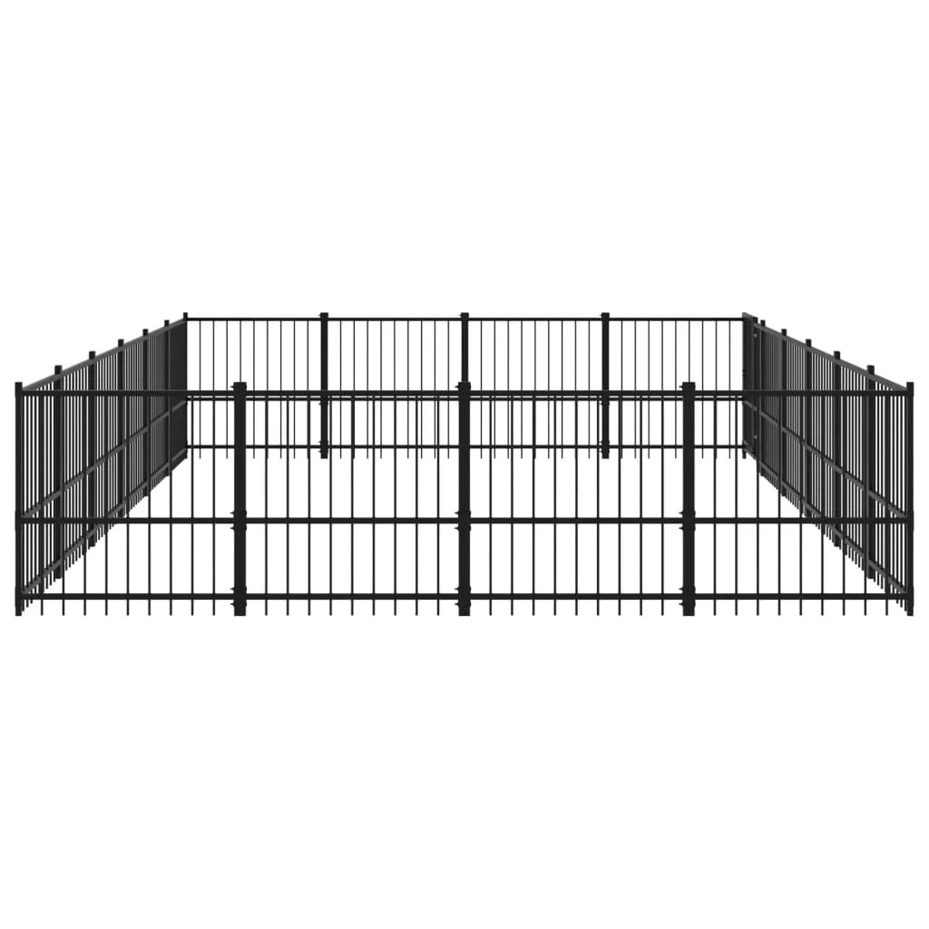 Gabbia per cuccia recinto per animali da esterno per cani in acciaio 22,58 m² nero 02_0041818