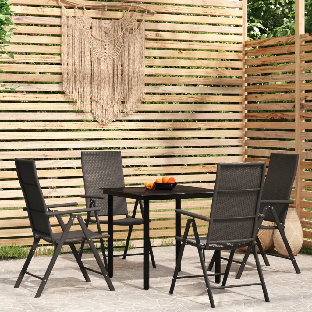 Set Mobili da Pranzo per Giardino 5 pz Nero cod mxl 40924