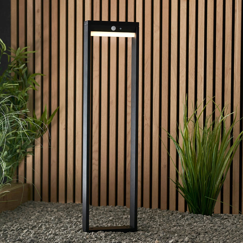 Paletto solare LED 5,8W PIR crepuscolare 80cm nero Endon