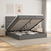 Letto Ottomano con Materasso e LED Grigio Scuro 160 x 200 cm 3458167