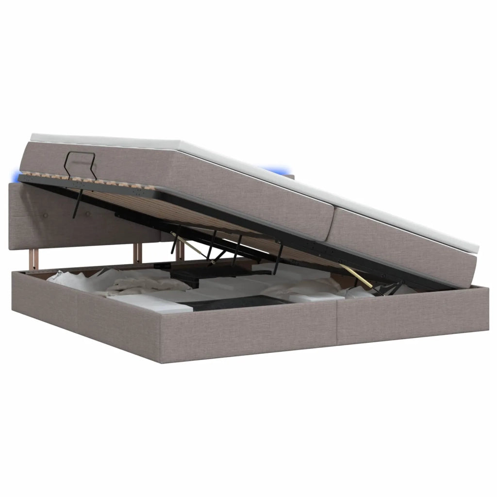 Letto con contenitore LED e materasso Tortora 200 x 200 cm 3459087