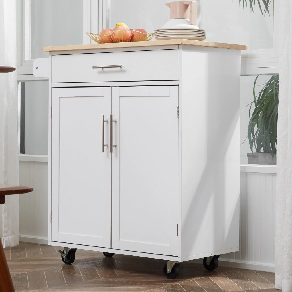 Carrello da cucina con ruote e cassetto ¨C zephmum ¨C bianco