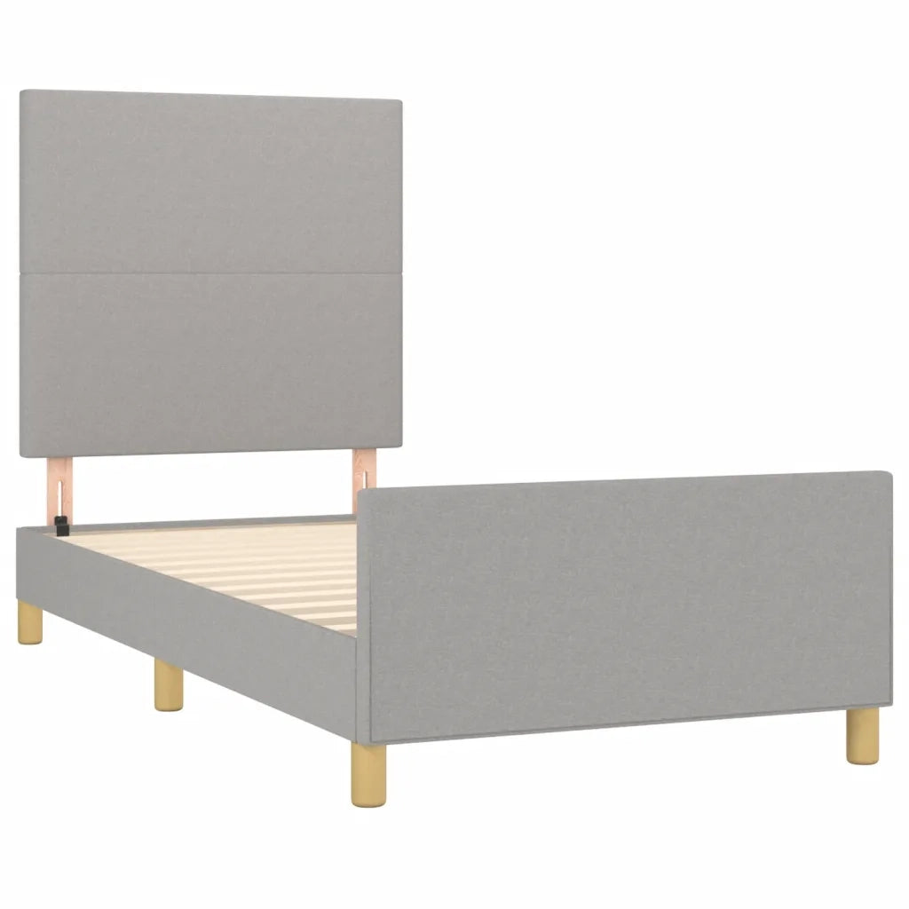 Giroletto con Testiera Grigio Chiaro 90x200 cm in Tessuto cod mxl 62074