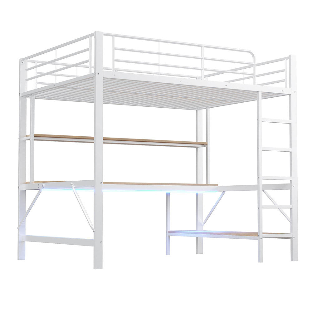 Letto mezzanino 140x200cm - Xylo - bianco, USB, luce controllabile