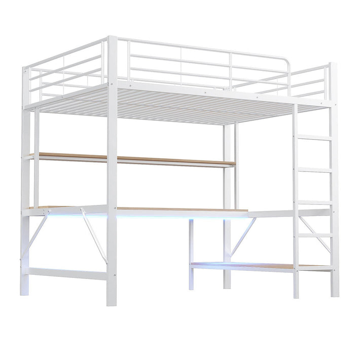 Letto mezzanino 140x200cm - Xylo - bianco, USB, luce controllabile