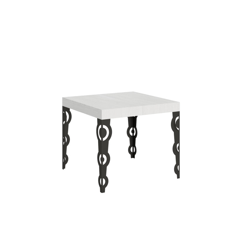 Tavolo allungabile 90x90/246 cm Karamay telaio Antracite - Bianco Frassino