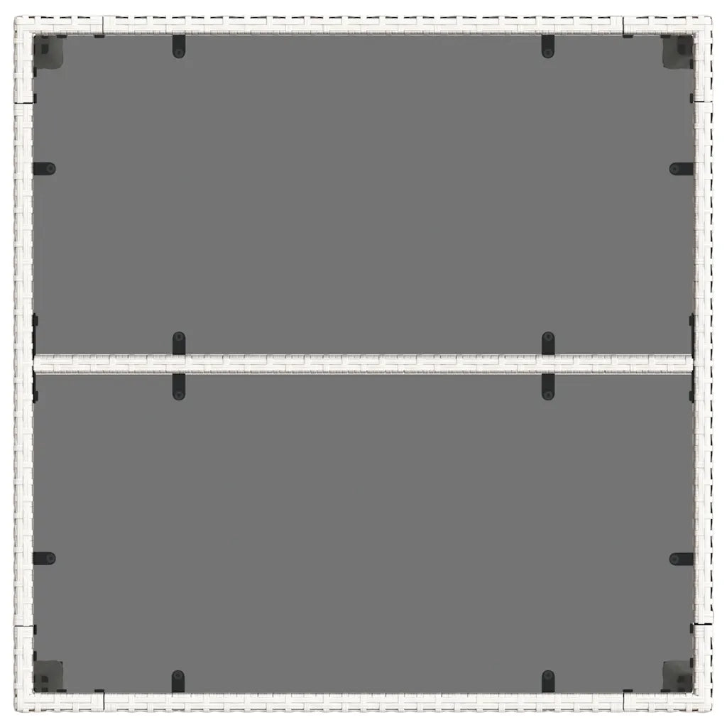 Tavolo Giardino con Piano Vetro Bianco 90x90x75 cm Polyrattan 368123