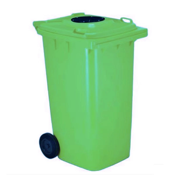 Bidone Immondizia con Ruote e Bocca per Bottiglie Vetro Verde 240 Litri