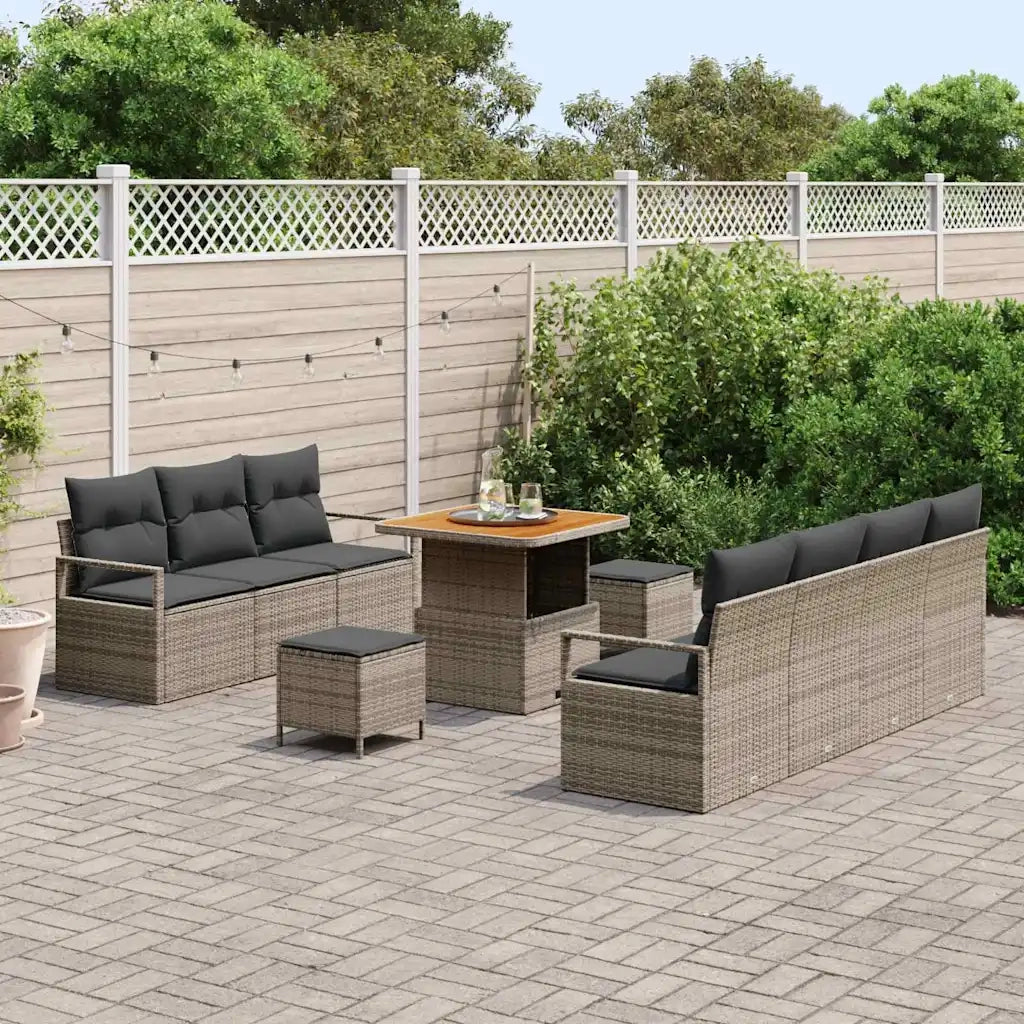 Set Divano da Giardino con cuscino 10 pcs Grigio 3364438