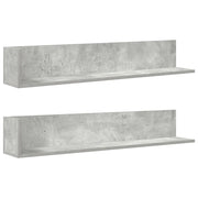 2 pz Mensole a Muro | Scaffale Parete | Ripiano a parete Grigio Cemento 100x16,5x16,5cm in Truciolato