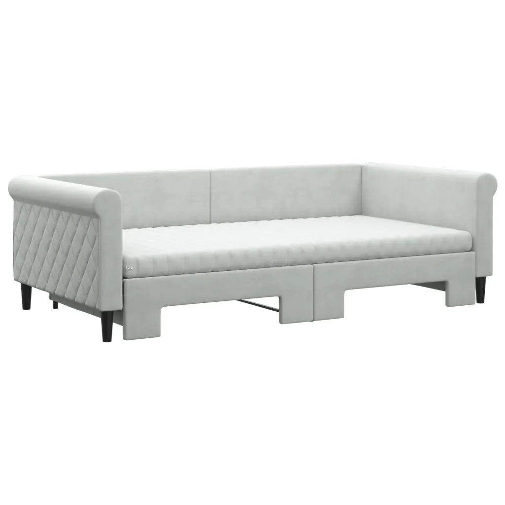 Divano Letto Estraibile Materassi Grigio Chiaro 100x200 Velluto