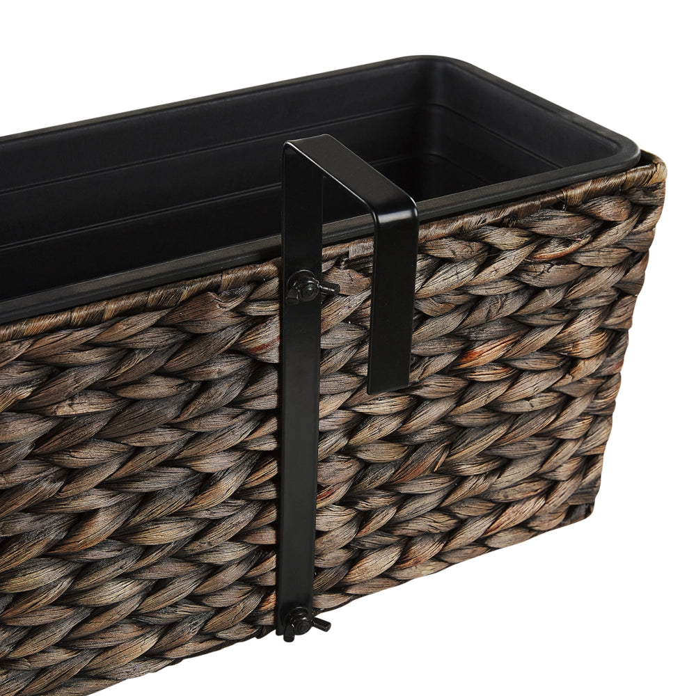 Vaso per piante in giacinto d'acqua marrone a trama rettangolare 60 x 20 cm sintetico con fori di drenaggio