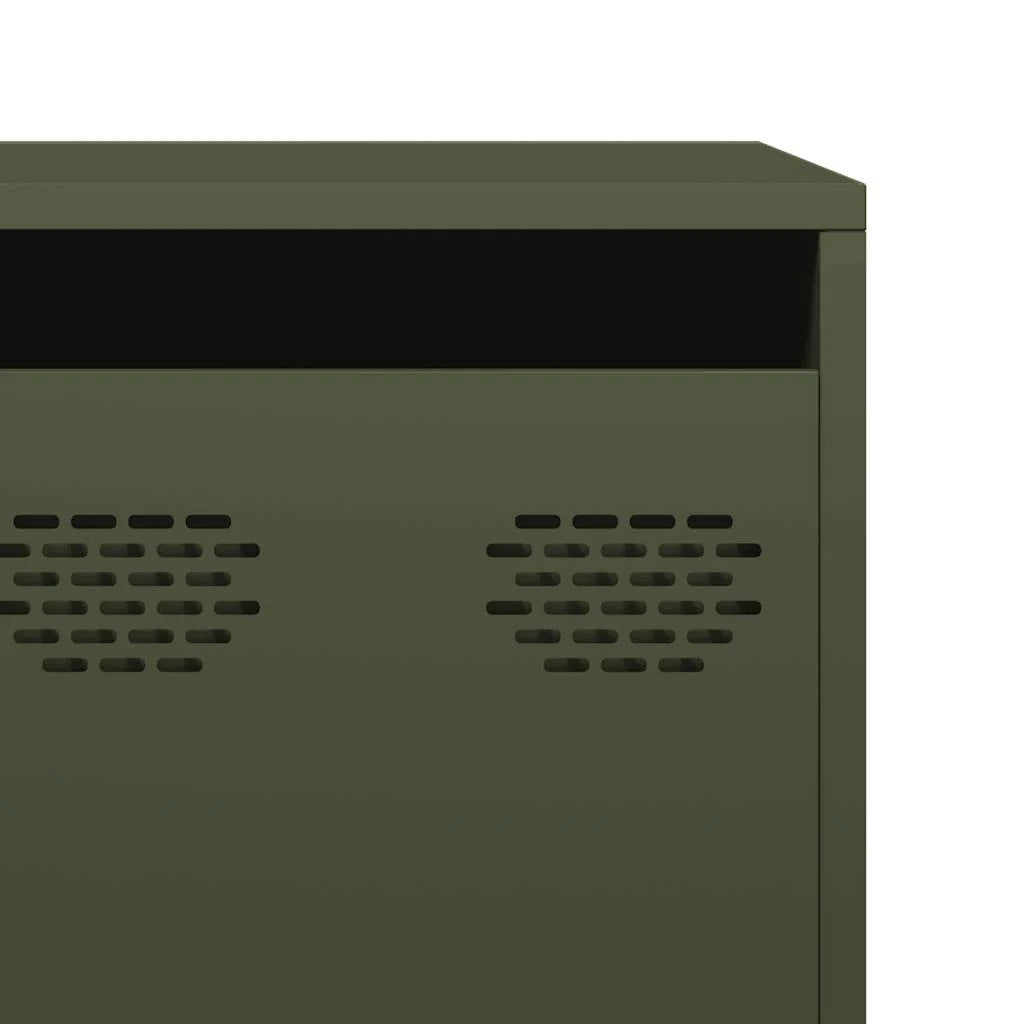 Mobile porta TV pratico e spazioso 202 x 39 x 43 cm stile contemporaneo acciaio laminato a freddo verde oliva 02_0055636