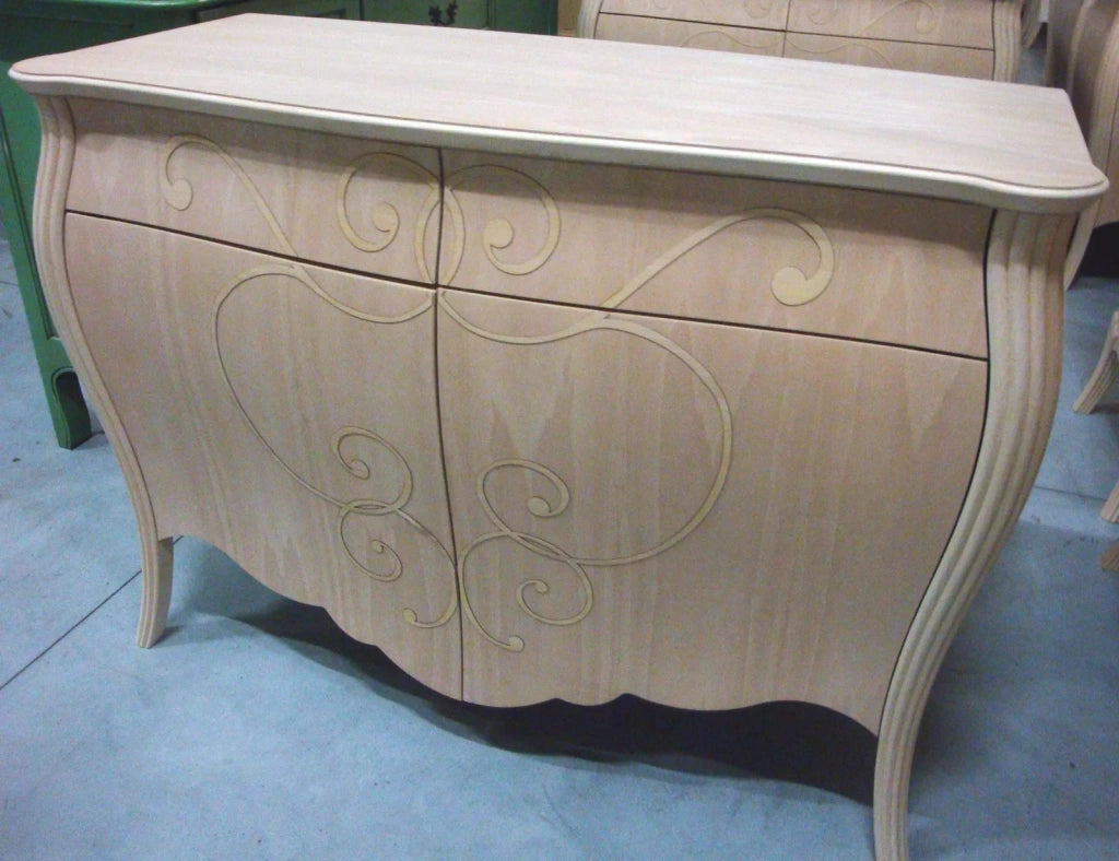 Madia credenza in legno grezza  bombata 2 ante l.160 p.60 h.98 (011) - Mobili 2G