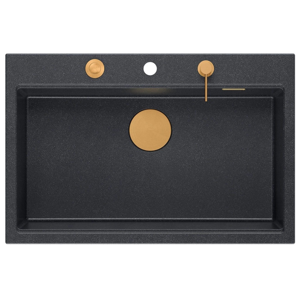Lavello In Granito Marc 110 Workstation Black Metallic Tappo acciaio