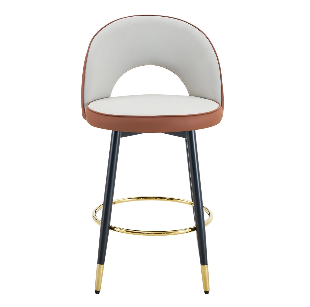 Set 2 sgabelli da bar girevoli a 360° in PU grigio chiaro e marrone HAVRYA