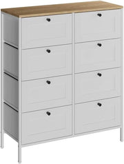 Cassettiera Belaro, Bianco, 80 x 95 cm con 8 cassetti, per riporre abiti e oggetti di uso quotidiano