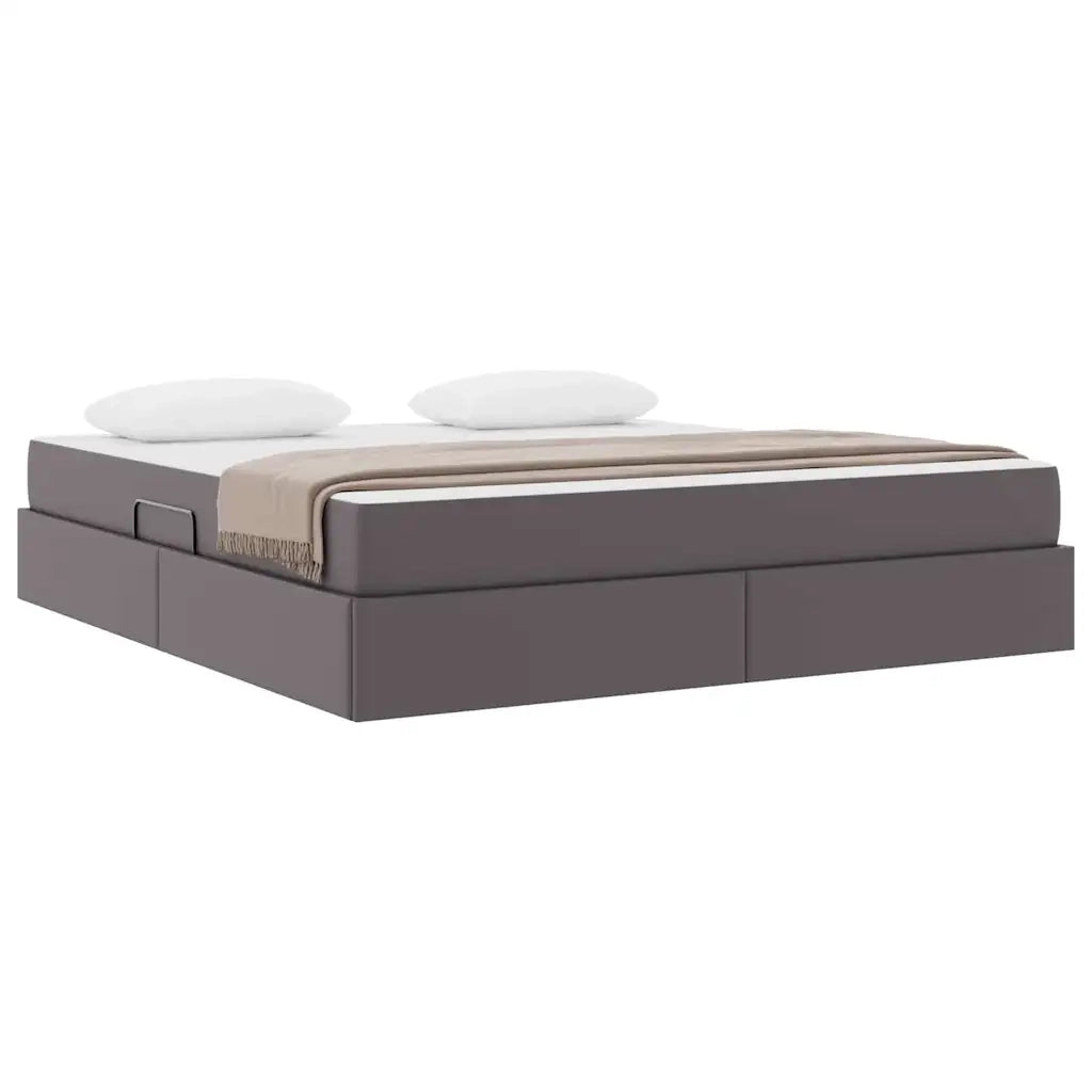 Letto con contenitore e materasso 2 pcs Grigio Pelle 3399622