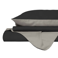 Copripiumino Piazza E Mezza con Sacco e Federe in Tinta Unita Double Face Linea Vera Fumo e Grigio Chiaro