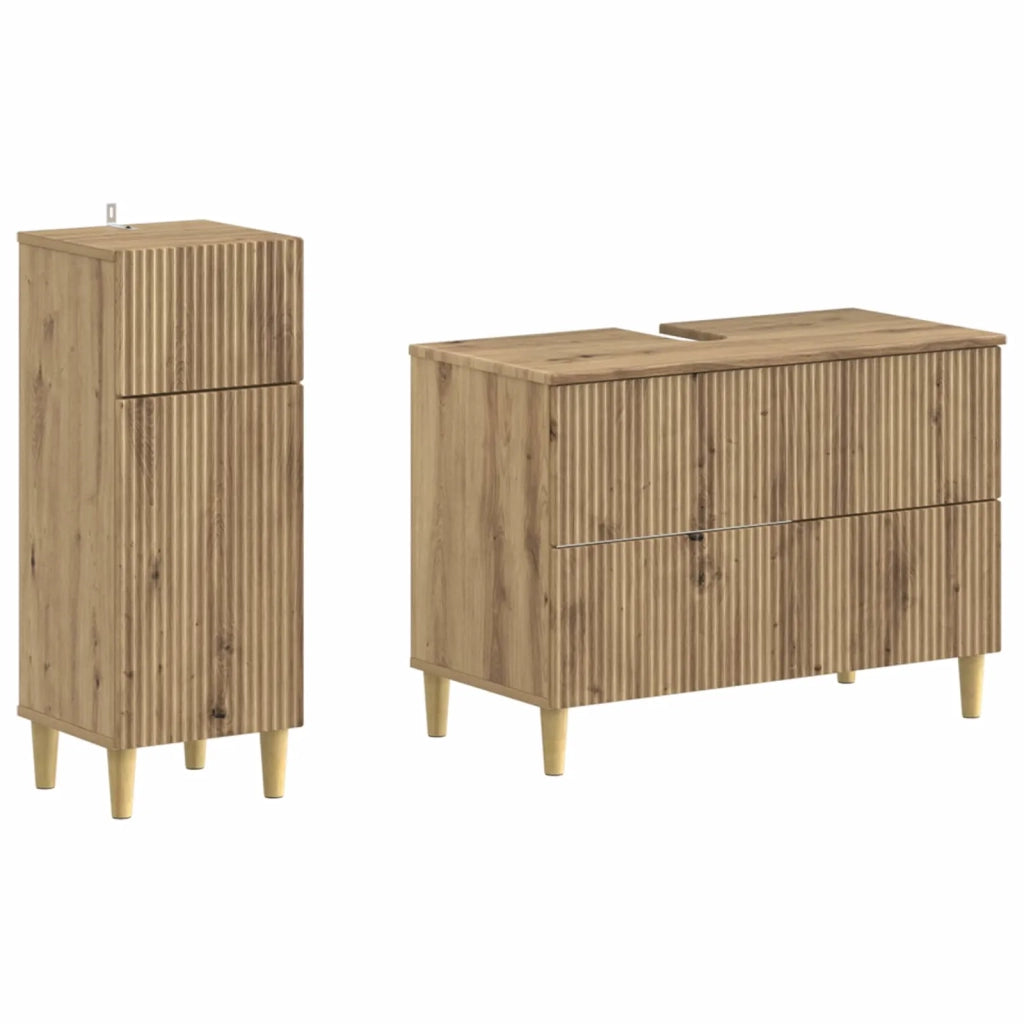 Set di Armadi da Bagno da 2 Pezzi ARNHEM Rovere Artigianale 3417692
