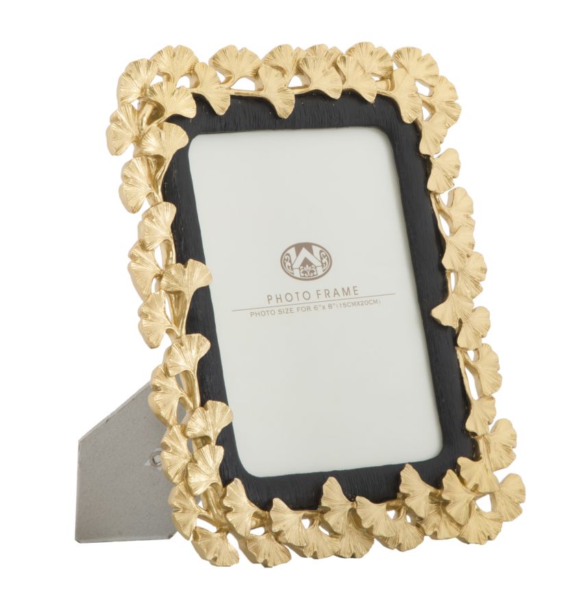Cornice Glam Gink 24,5x2x29 cm in Poliresina e Vetro Oro e Nero