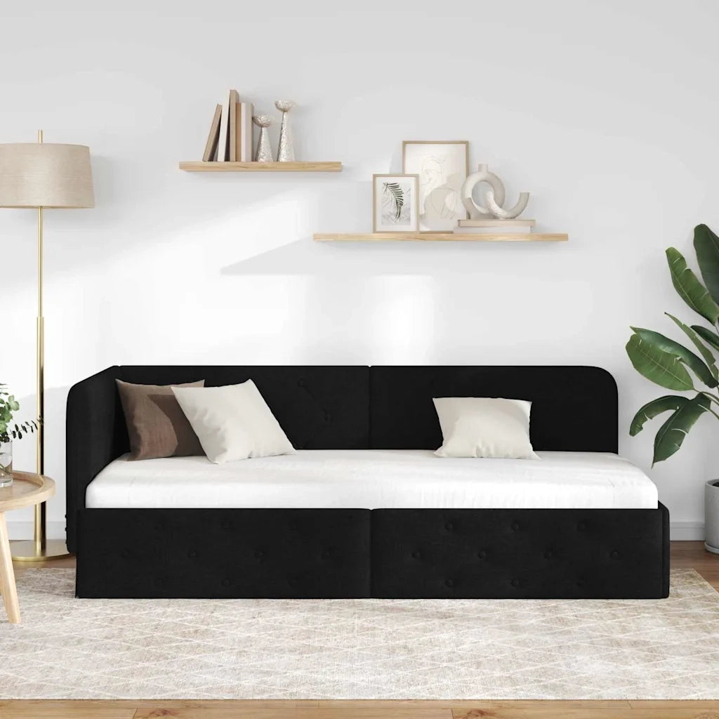 Cornice del letto ad angolo Nero 80 x 200 cm Tessuto
