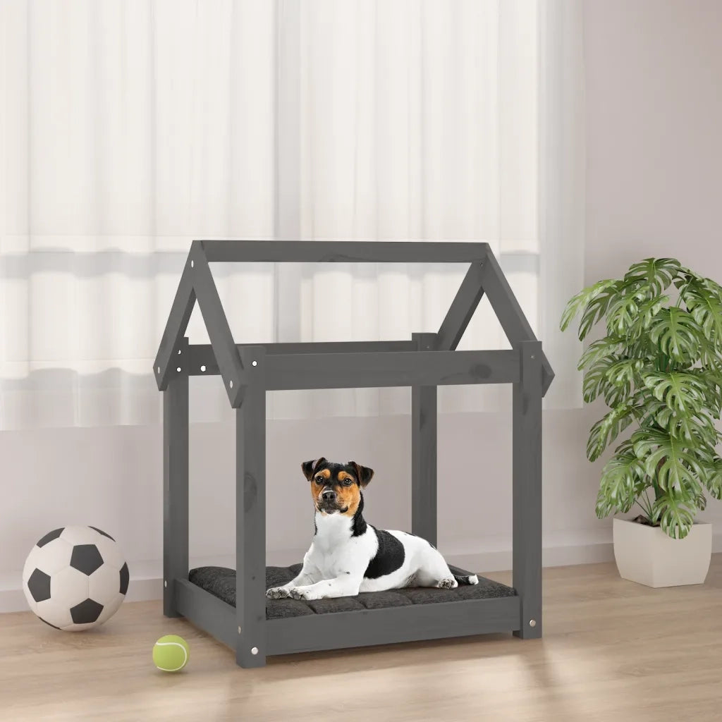 Cuccia per Cani Grigia 61x50x70  cm in Legno Massello di Pino 822199