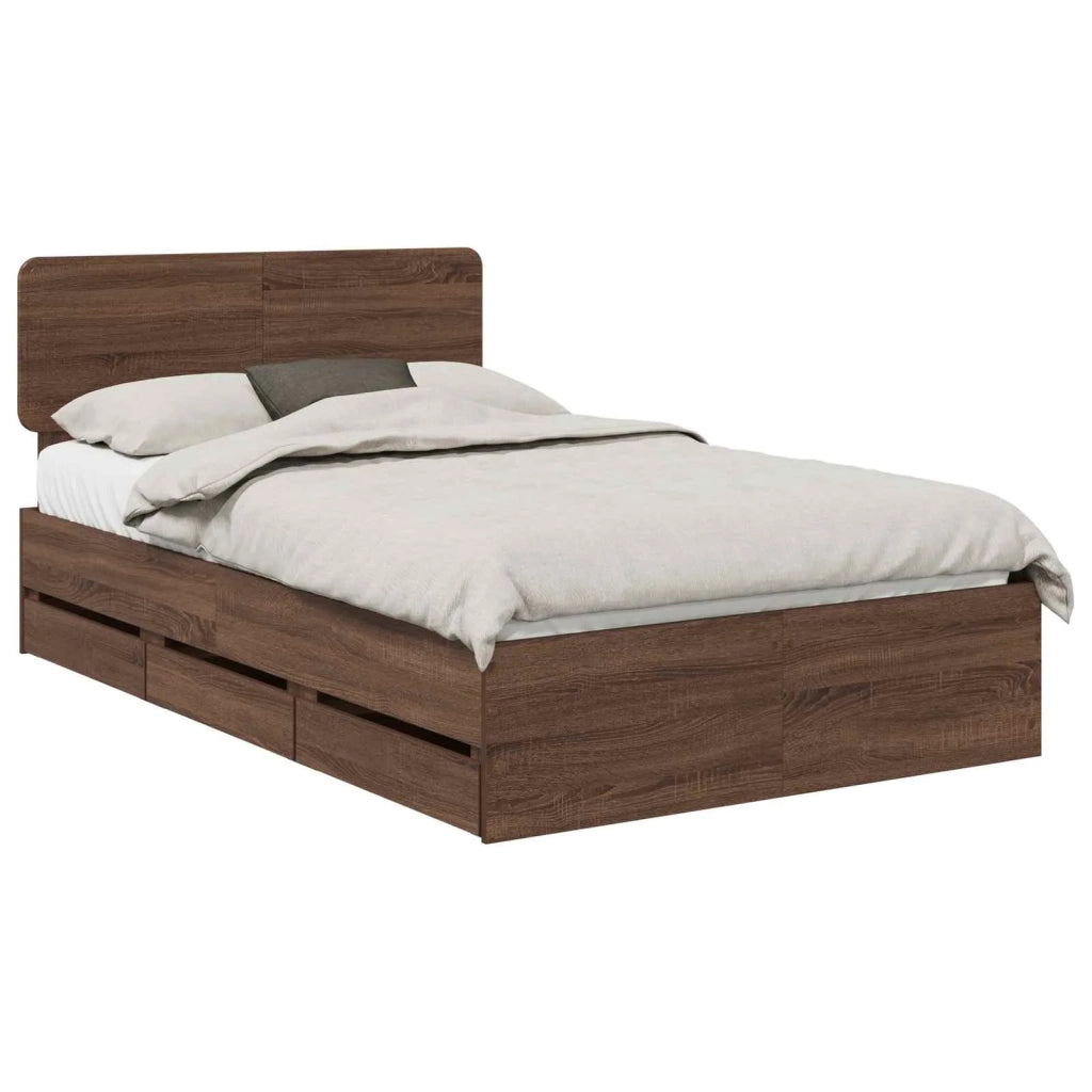 Struttura del letto con cassetto Quercia marrone 135 x 190 cm
