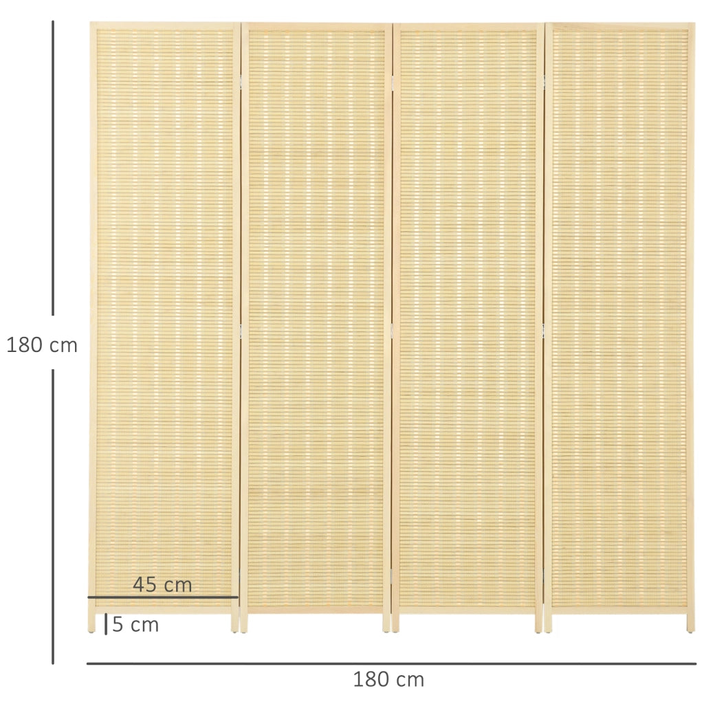 Paravento ¨C zephmum ¨C 4 ante pieghevole legno naturale 180x180 cm