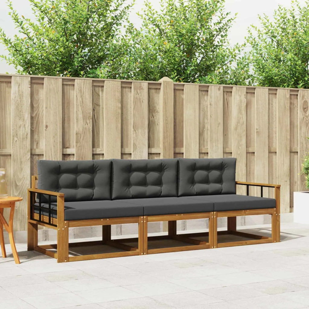 Set di divani da esterno con cuscino 3 pcs Naturale e Antracite